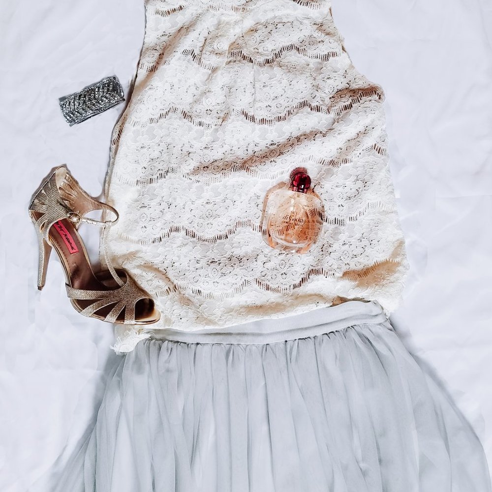 Lauren Conrad Sz 8 Gray Tulle Maxi Skirt